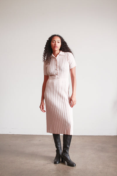 1950s DuPont Orlon Light Mauve Knit Polo Dress