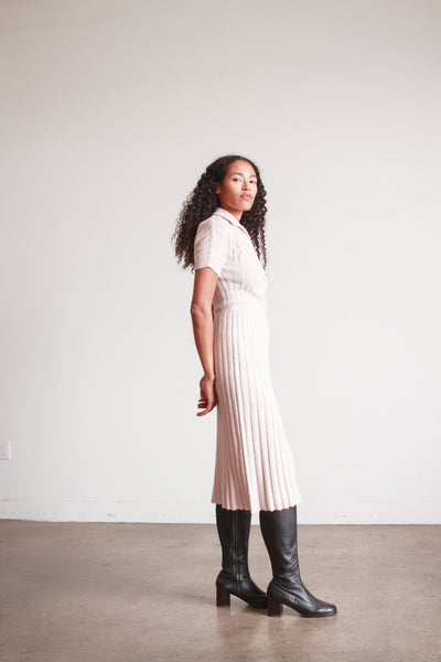 1950s DuPont Orlon Light Mauve Knit Polo Dress