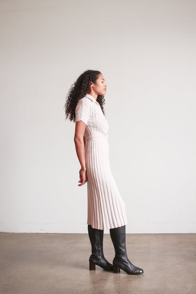 1950s DuPont Orlon Light Mauve Knit Polo Dress