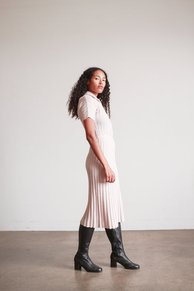 1950s DuPont Orlon Light Mauve Knit Polo Dress