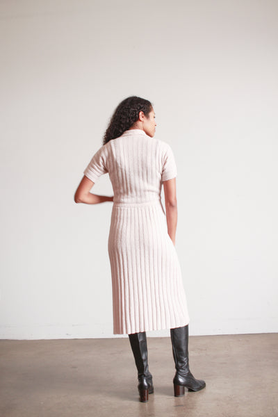 1950s DuPont Orlon Light Mauve Knit Polo Dress