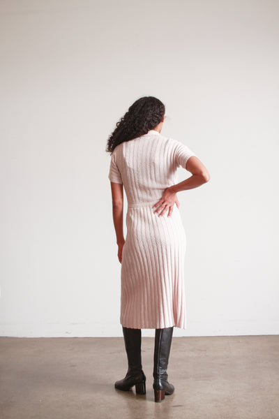 1950s DuPont Orlon Light Mauve Knit Polo Dress