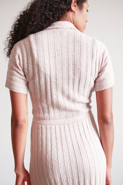 1950s DuPont Orlon Light Mauve Knit Polo Dress