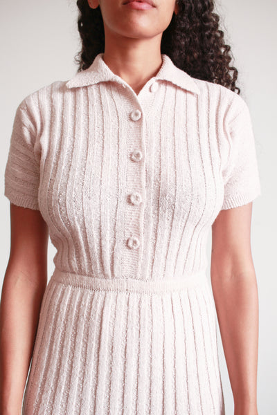1950s DuPont Orlon Light Mauve Knit Polo Dress