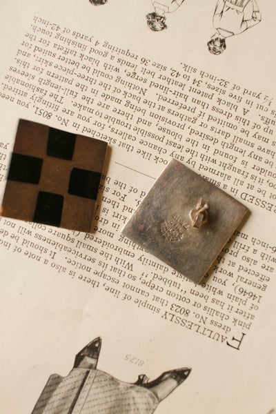 1950s Silver Checkered Square Earrings