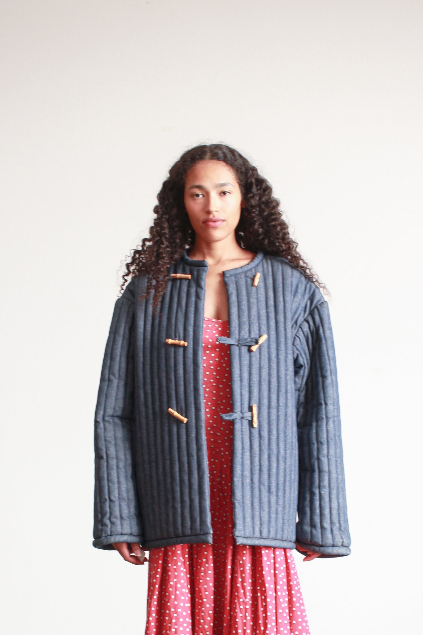 1980s Denim Quilted Oversized Jacket