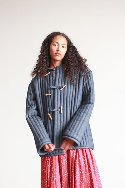 1980s Denim Quilted Oversized Jacket