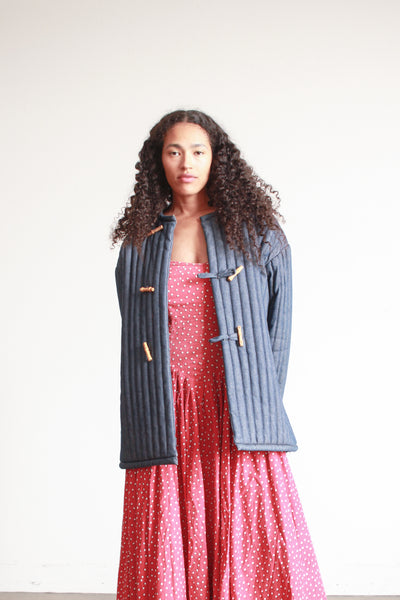 1980s Denim Quilted Oversized Jacket