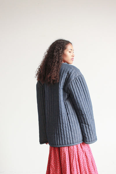 1980s Denim Quilted Oversized Jacket