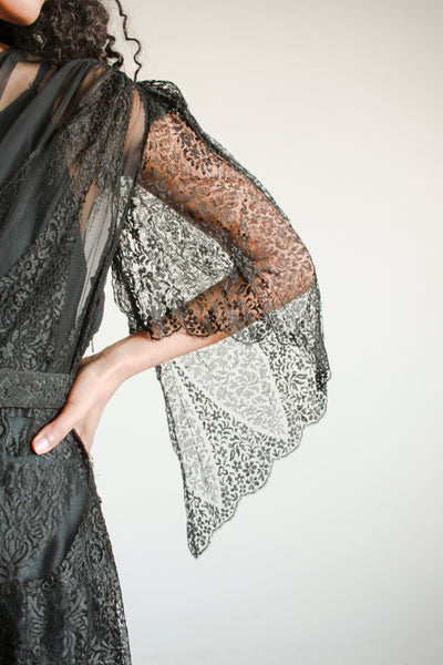 1930s Black Lace Overlay Dress