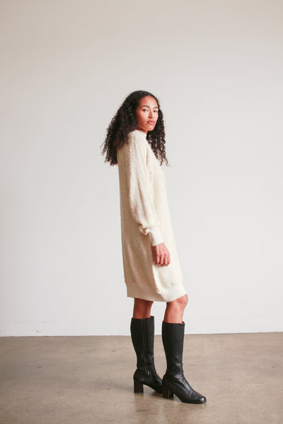1980s Cream Cotton Knit Pullover Dress