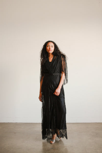 1930s Black Lace Overlay Dress Blossom Vintage 1930s Black Lace Overlay Dress Blossom Vintage