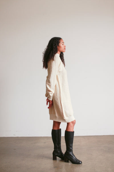 1980s Cream Cotton Knit Pullover Dress
