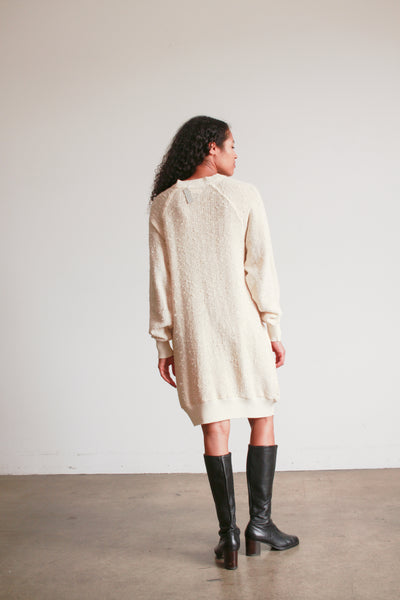 1980s Cream Cotton Knit Pullover Dress