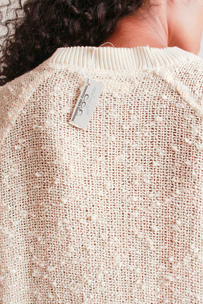 1980s Cream Cotton Knit Pullover Dress