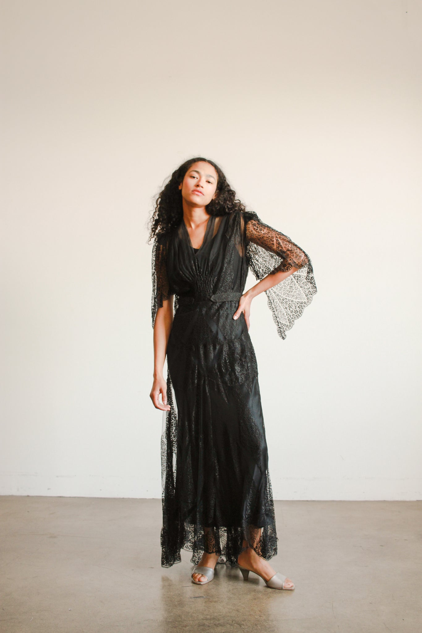 1930s Black Lace Overlay Dress – Blossom Vintage 1930s Black Lace Overlay Dress – Blossom Vintage