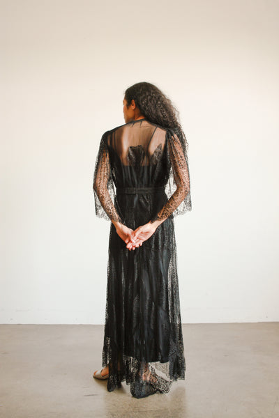 1930s Black Lace Overlay Dress