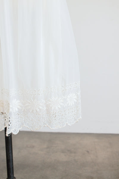 1950s Cream Nylon Lace Embroidery Slip Dress