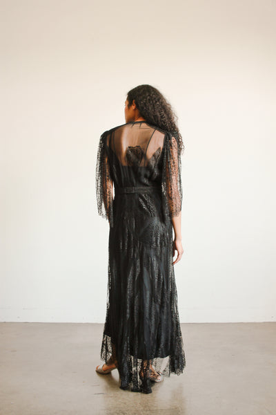 1930s Black Lace Overlay Dress