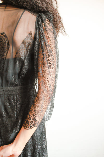 1930s Black Lace Overlay Dress