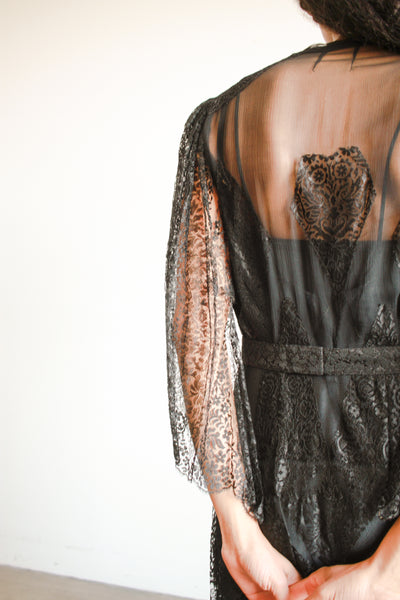 1930s Black Lace Overlay Dress