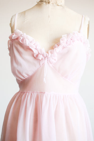 1950s Lilac Ruffle Sheer Slip Dress