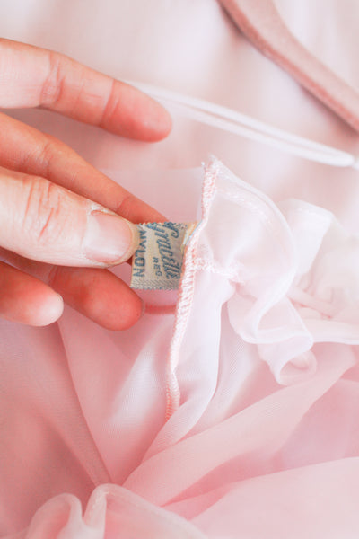 1950s Lilac Ruffle Sheer Slip Dress