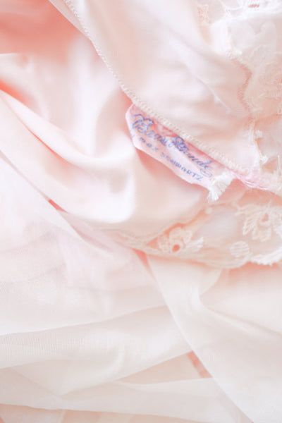1950s Light Pink Nylon Lace Trim Slip Dress
