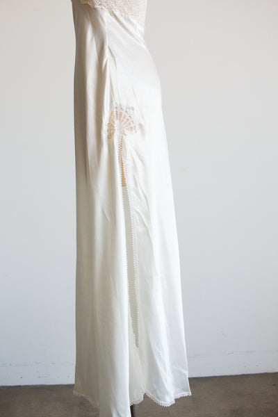 1990s Ivory Gathered Lace Slip Dress