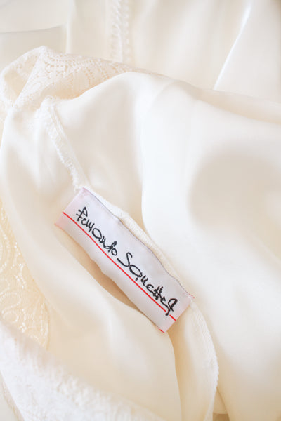 1990s Ivory Gathered Lace Slip Dress