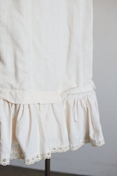 1900s Cream Cotton Ruffle Pink Trim Nightgown