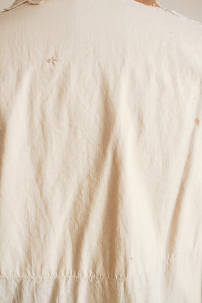 1900s Beige Cotton Lace Bib Duster Nightgown