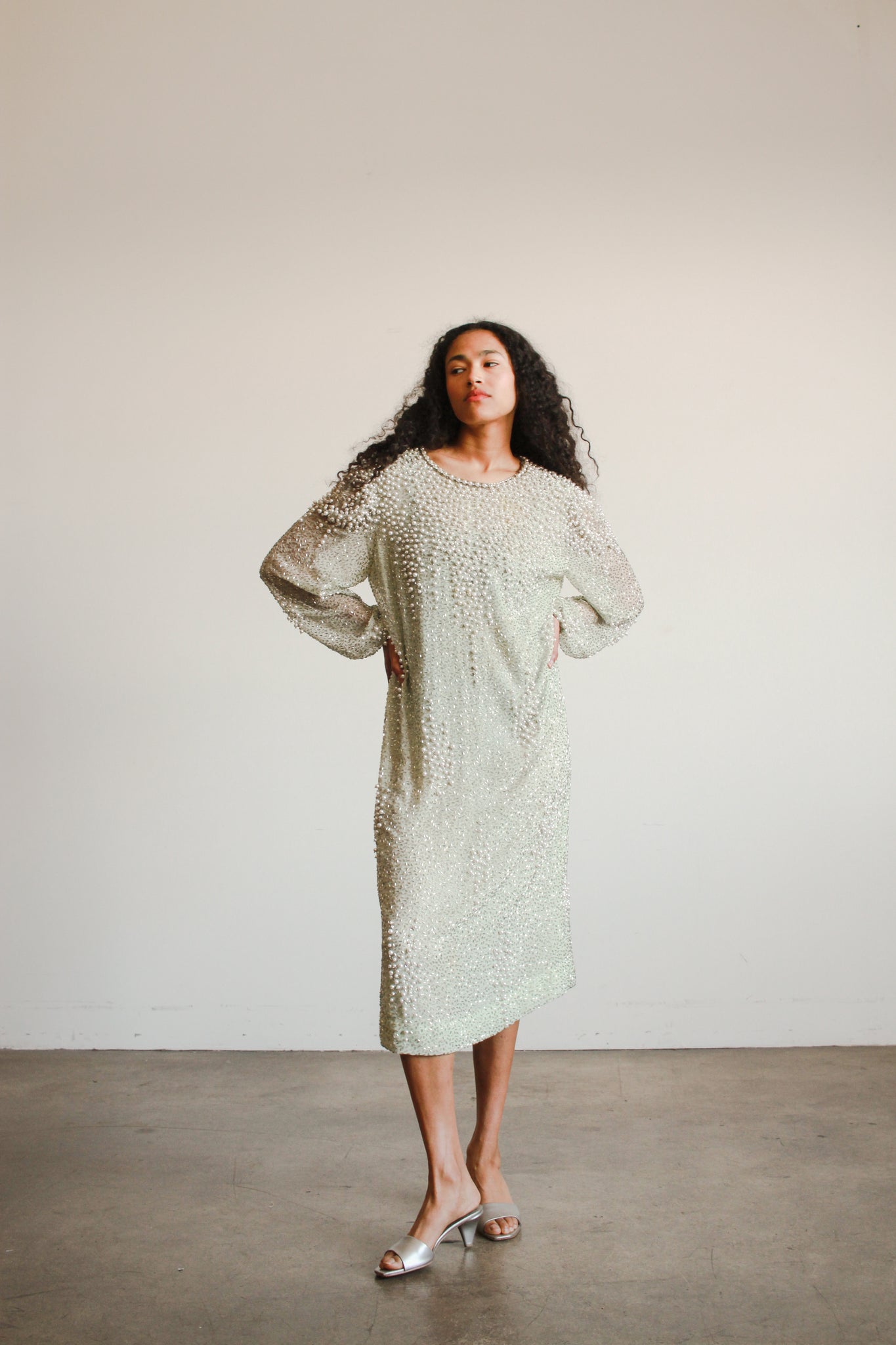 1980s Mint Silk Beaded Shift Dress – Blossom Vintage