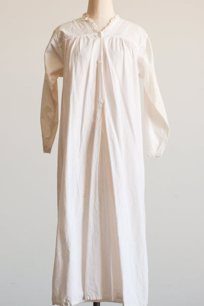1900s White Cotton Broderie Trim Nightgown