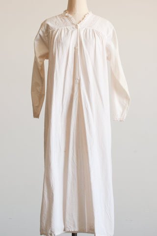 1900s White Cotton Broderie Trim Nightgown