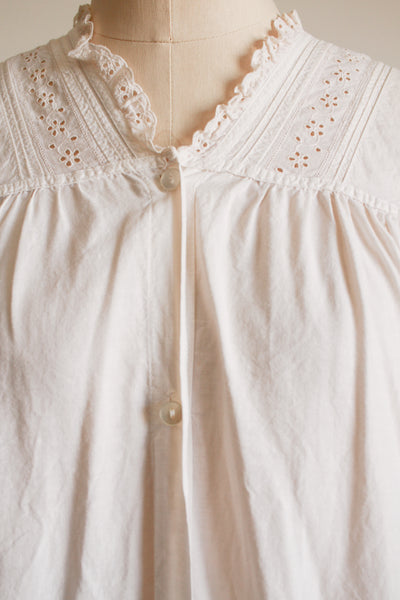 1900s White Cotton Broderie Trim Nightgown