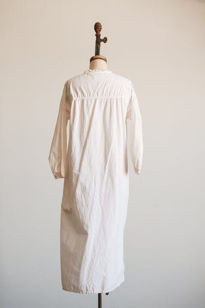 1900s White Cotton Broderie Trim Nightgown