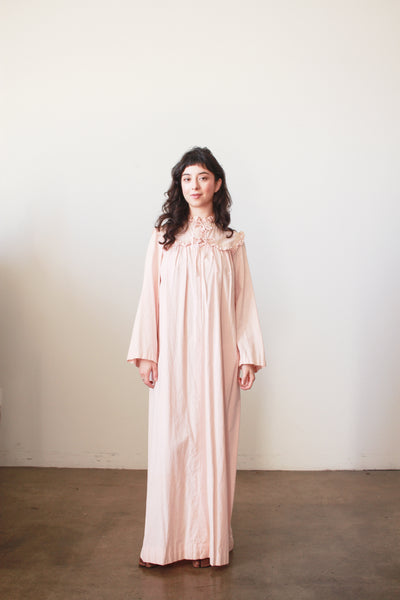 1900s Light Pink Pinstripe Cotton Nightgown