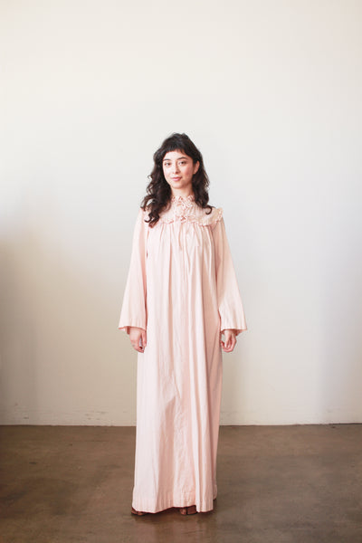 1900s Light Pink Pinstripe Cotton Nightgown