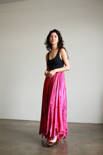 1980s Issey Miyake Silk Print Petal Skirt
