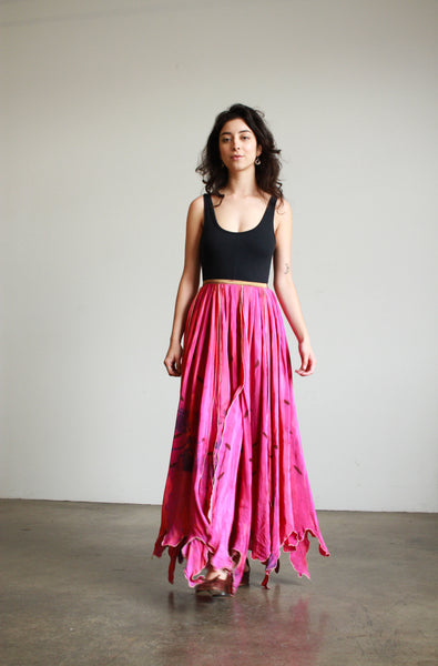 1980s Issey Miyake Silk Print Petal Skirt
