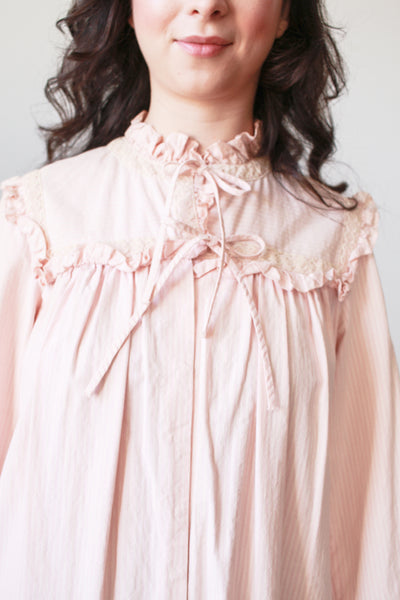 1900s Light Pink Pinstripe Cotton Nightgown