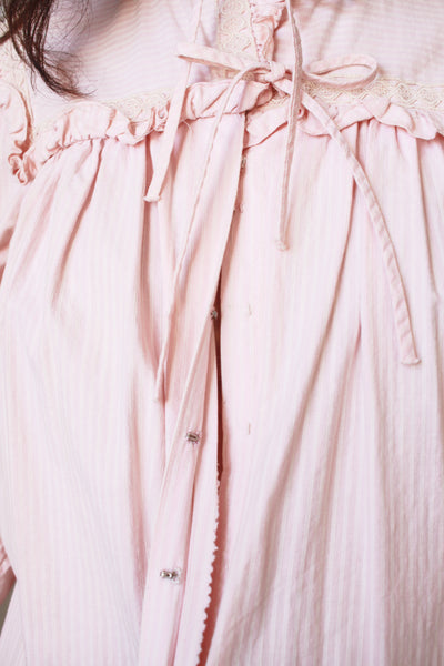 1900s Light Pink Pinstripe Cotton Nightgown