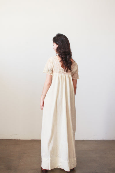1900s Cream Lace Embroidered Cotton Nightgown