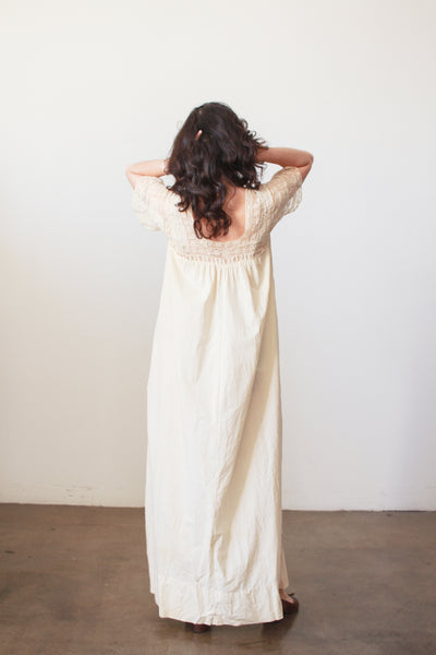 1900s Cream Lace Embroidered Cotton Nightgown