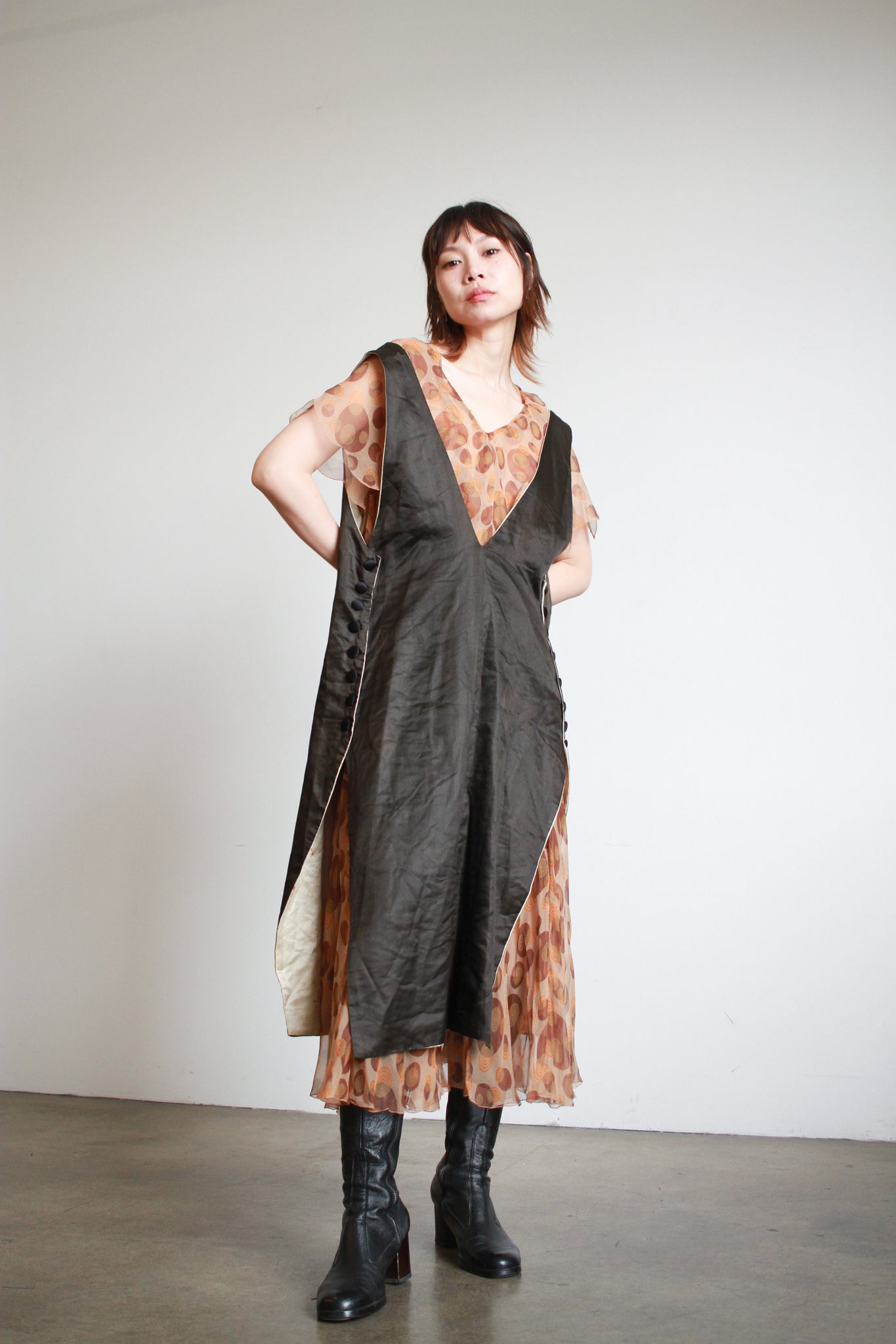 Antique Black Satin Costume Vest