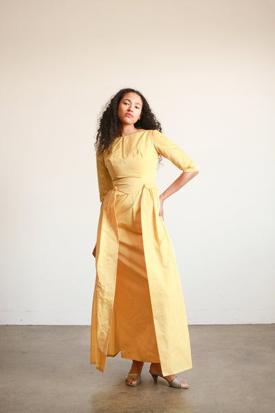 1950s Emma Domb Yellow Evening Dress