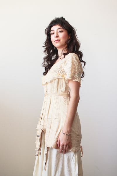 1910s Antique Bonton Cream Long Corset