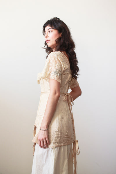 1910s Antique Bonton Cream Long Corset