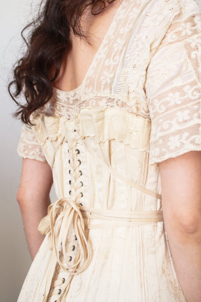 1910s Antique Bonton Cream Long Corset